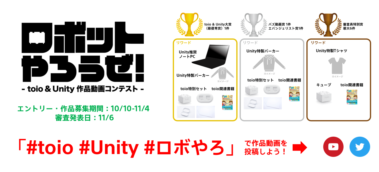 本日10/10エントリー開始!「ロボットやろうぜ!- toio & Unity 作品動画コンテスト -」